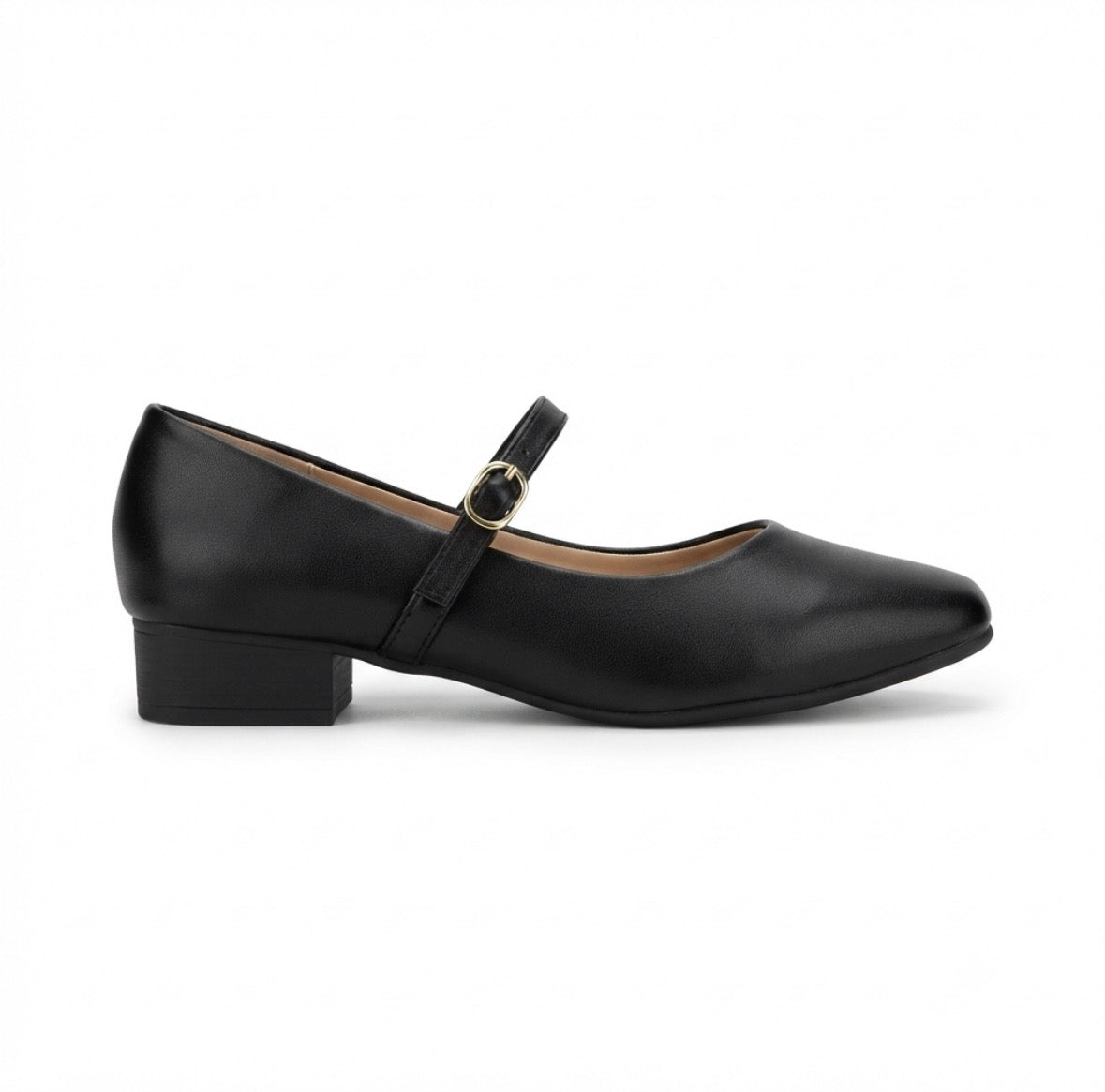 Miley Block Heel Mary Janes in Black - The Heels India