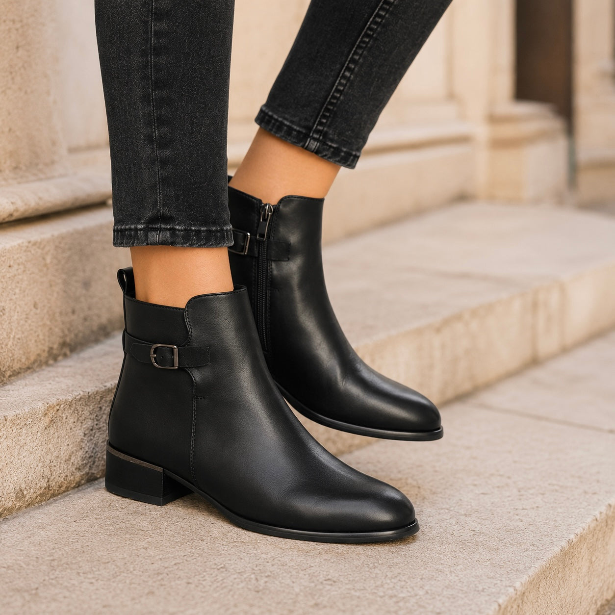 Roma Pelle Premium Winter Ankle Low Heel Boots