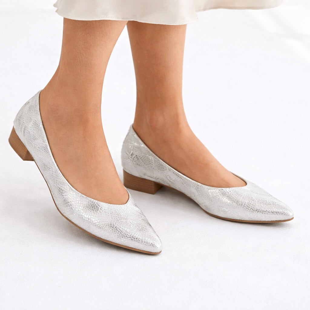 Reina Shimmer Pointed Ballerinas - The Heels India