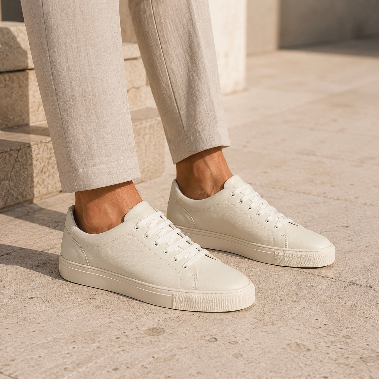 Endrick Premium Leather Lace Up Sneakers - The Heels India