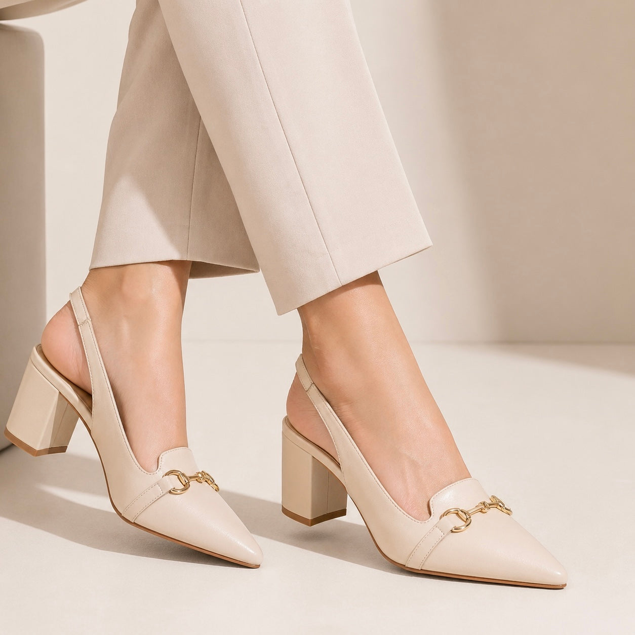 ELENA Premium Leather Slingback Block Heels - The Heels India