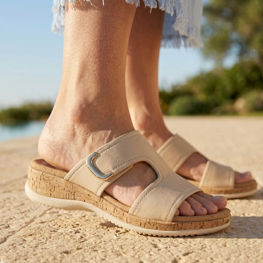 Belinda Comfort Slippers – Cushioned Velcro Strap - The Heels India
