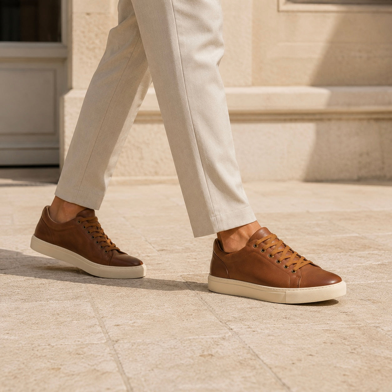 Endrick Premium Leather Lace Up Sneakers - The Heels India