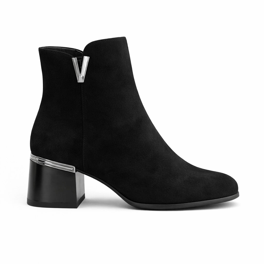 Savanna Suede Premium Winter Ankle Boots with Block Heels