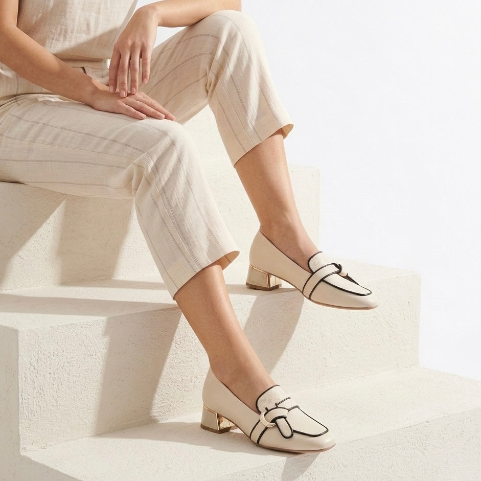 Belinda Premium Knotted Block Heel Loafers - The Heels India