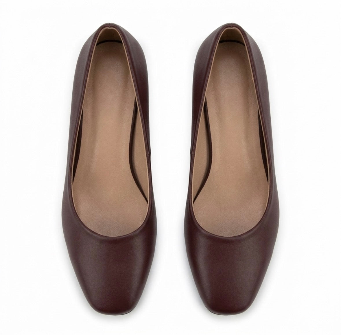 Chloe 2.0 Plain Mid Heel Ballerinas in Brown - The Heels India