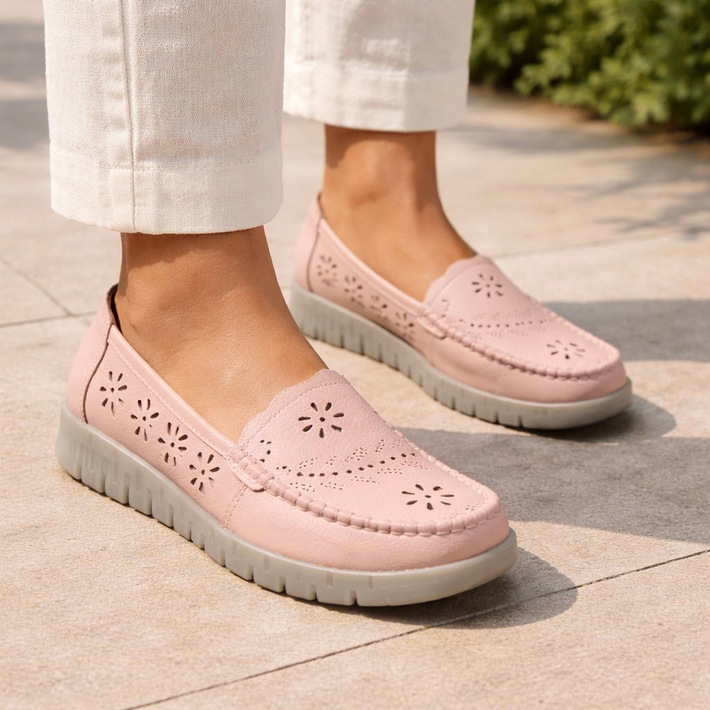 Emily Perforated Comfort Cushioned Flexi Loafers