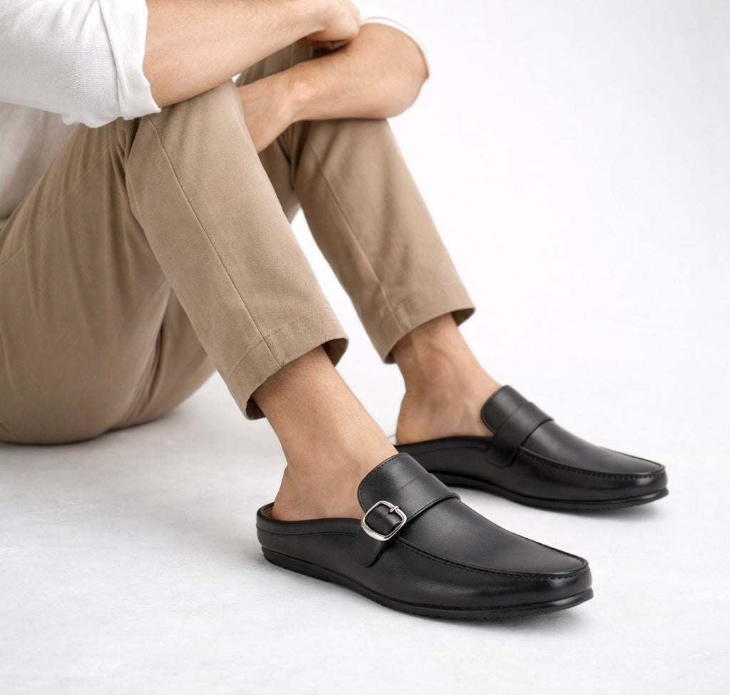 Mikkel Premium Leather Back Open Mules - The Heels India