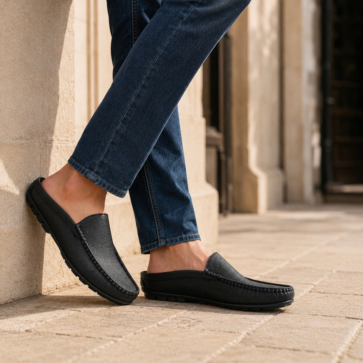 Flint Leather Casual Slip-On Mules