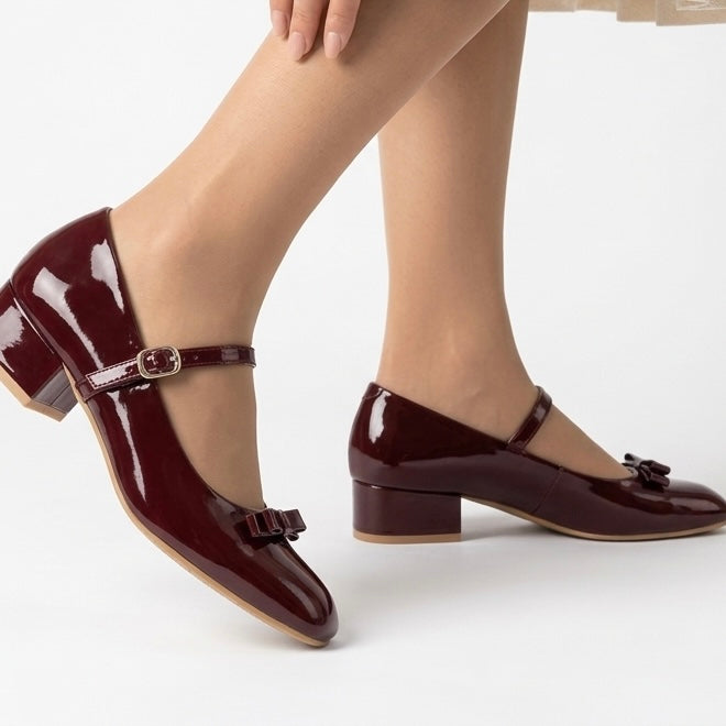 Marlyn Patent Mid Heel Mary Jane Strap Shoe