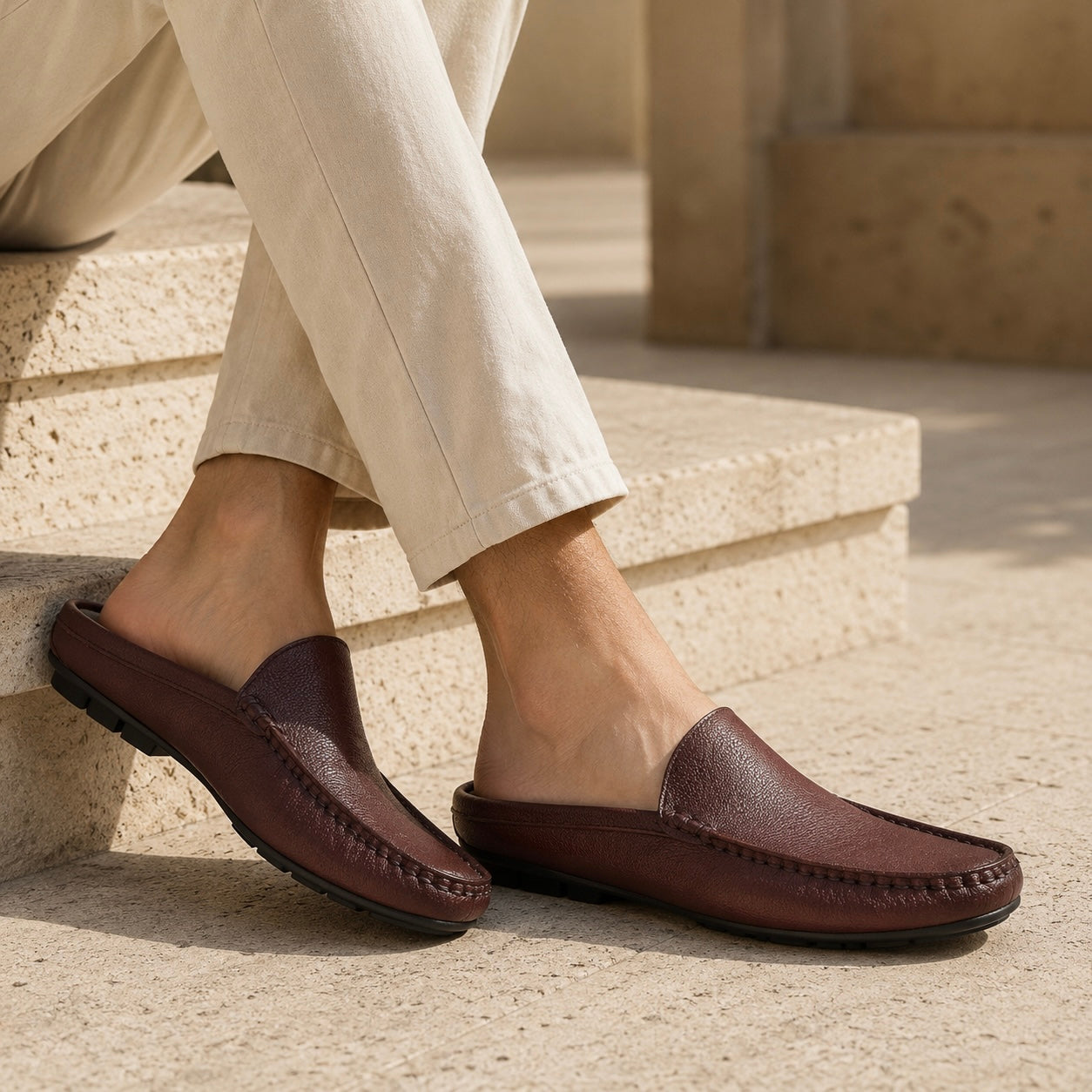 Flint Leather Casual Slip-On Mules