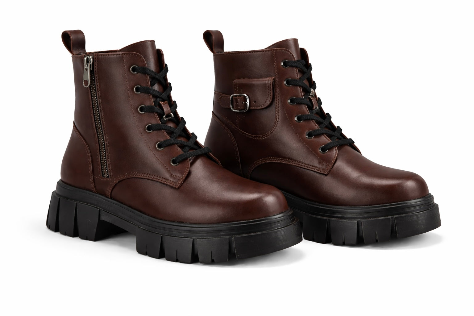 Marcia Chunky Vegan Leather Lace Up Derby Boots