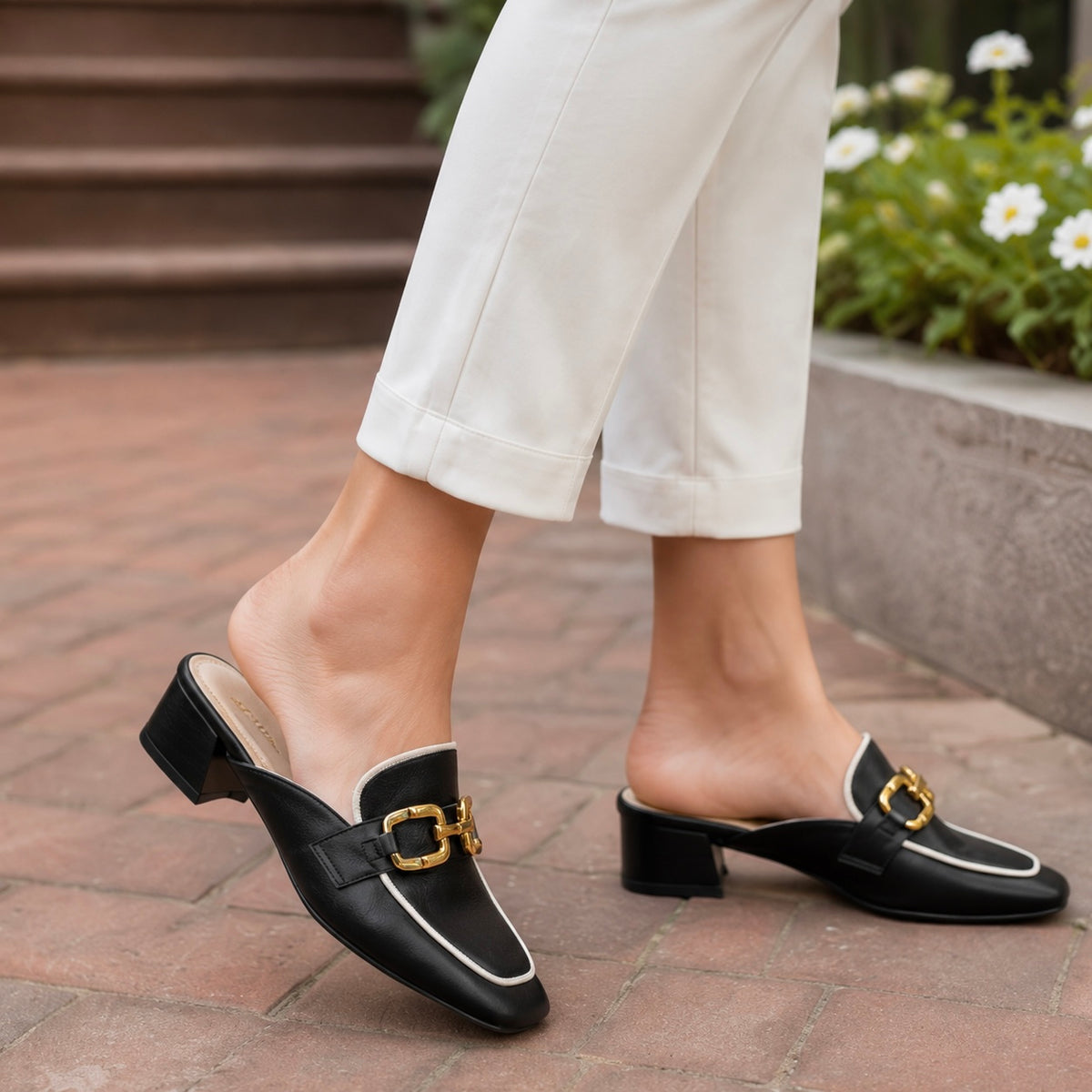 Sakura Premium Back Open Block Heel Mules - The Heels India