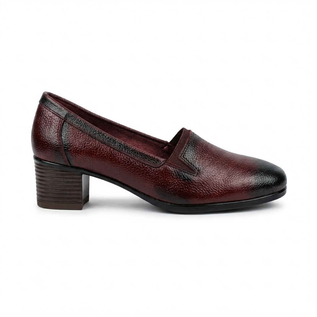 Lisbon Leather Block Heel Ballerinas