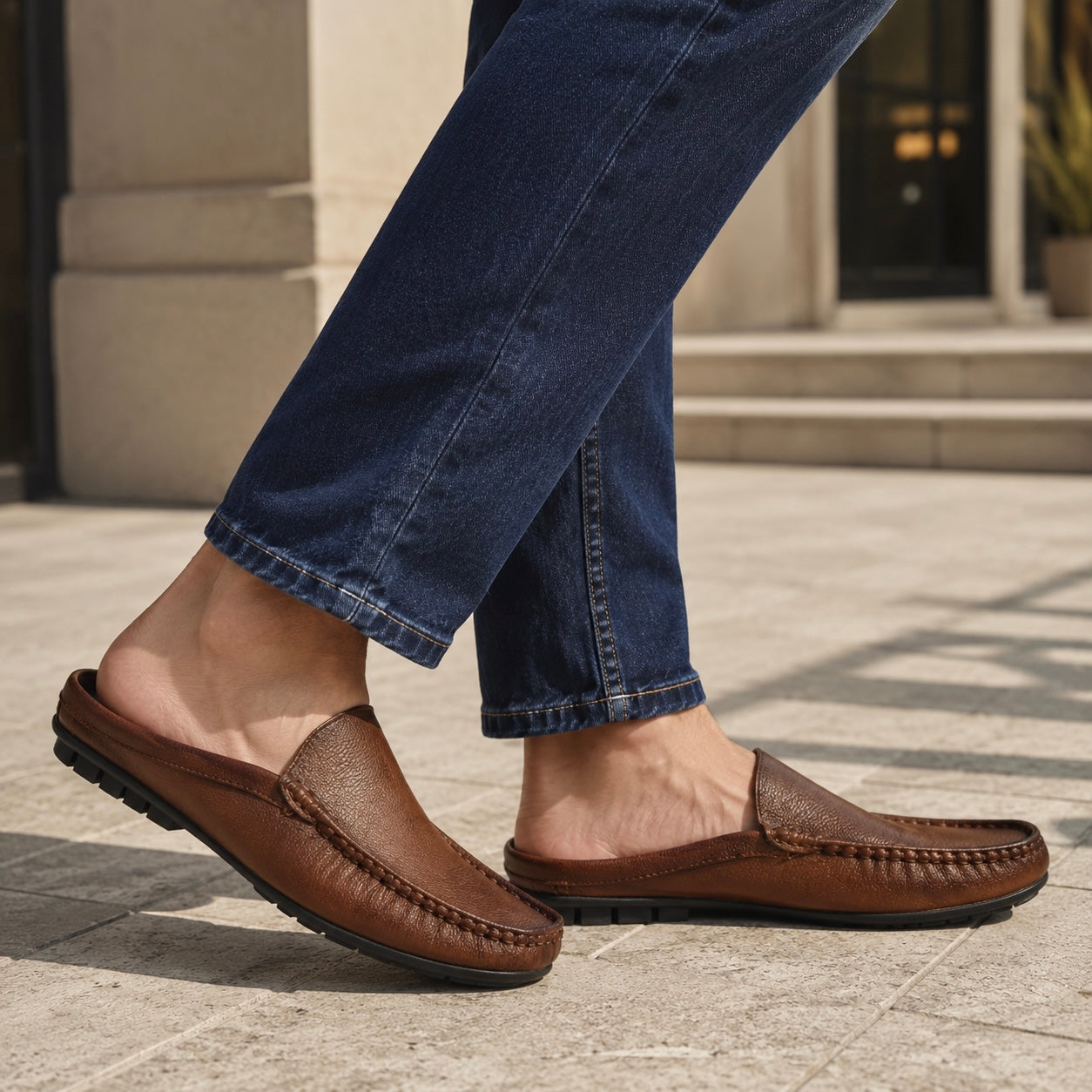 Flint Leather Casual Slip-On Mules
