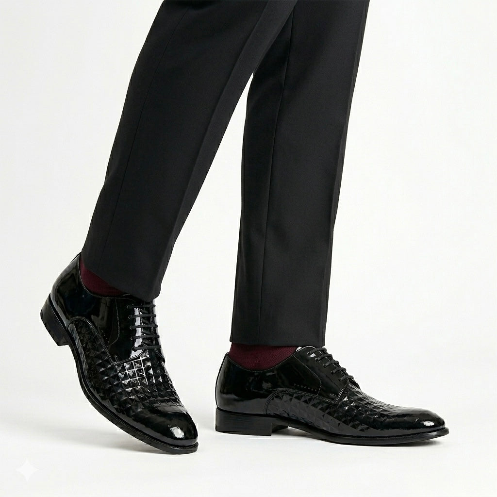 Zaria Premium Formal Patent Leather Derby Shoes - The Heels India