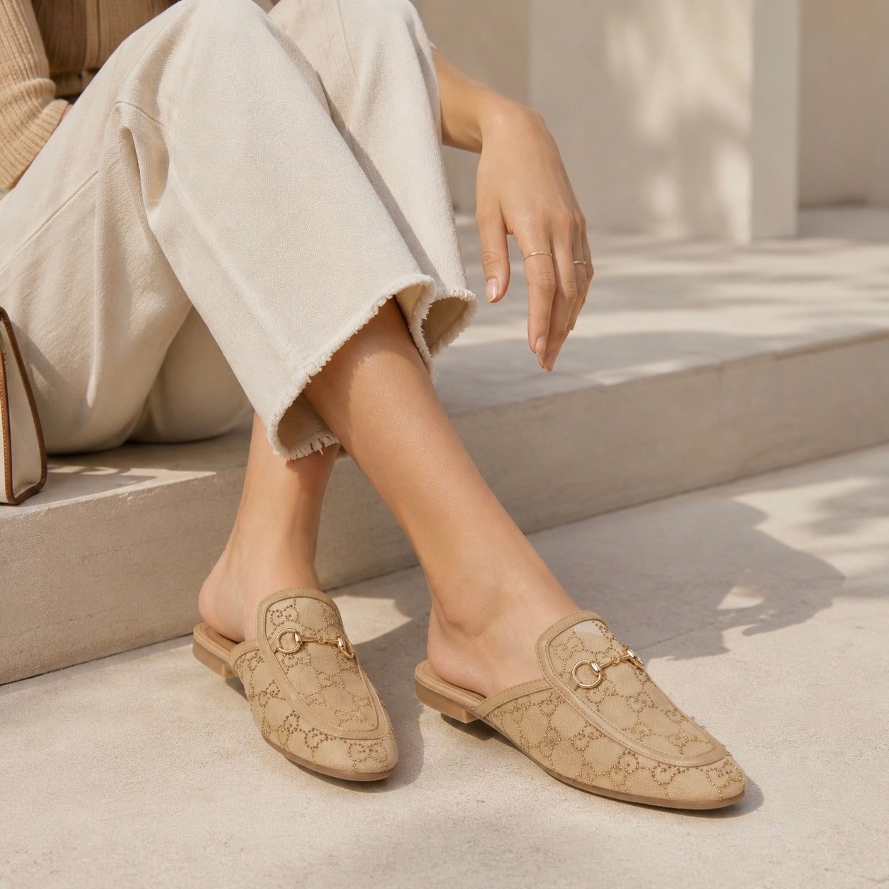 Leto Cushioned Back Open Bling Mesh Mules