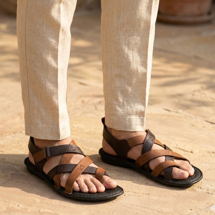 Jose Leather Criss Cross Sandals