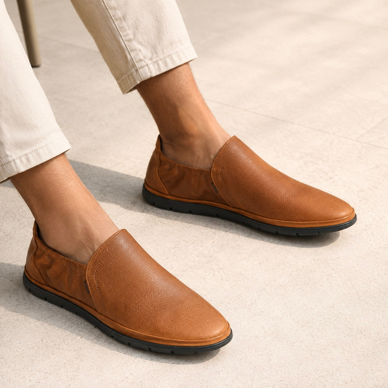 Urban Leather Back Elastic Slip Ons - The Heels India