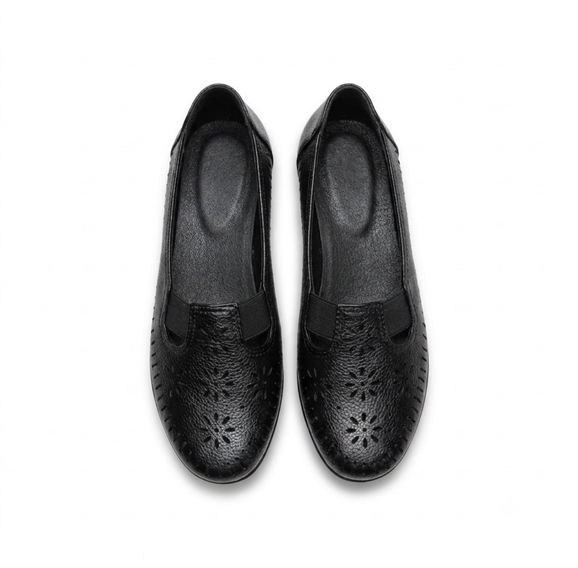 Ines Perforated Leather Wedge Ballerinas
