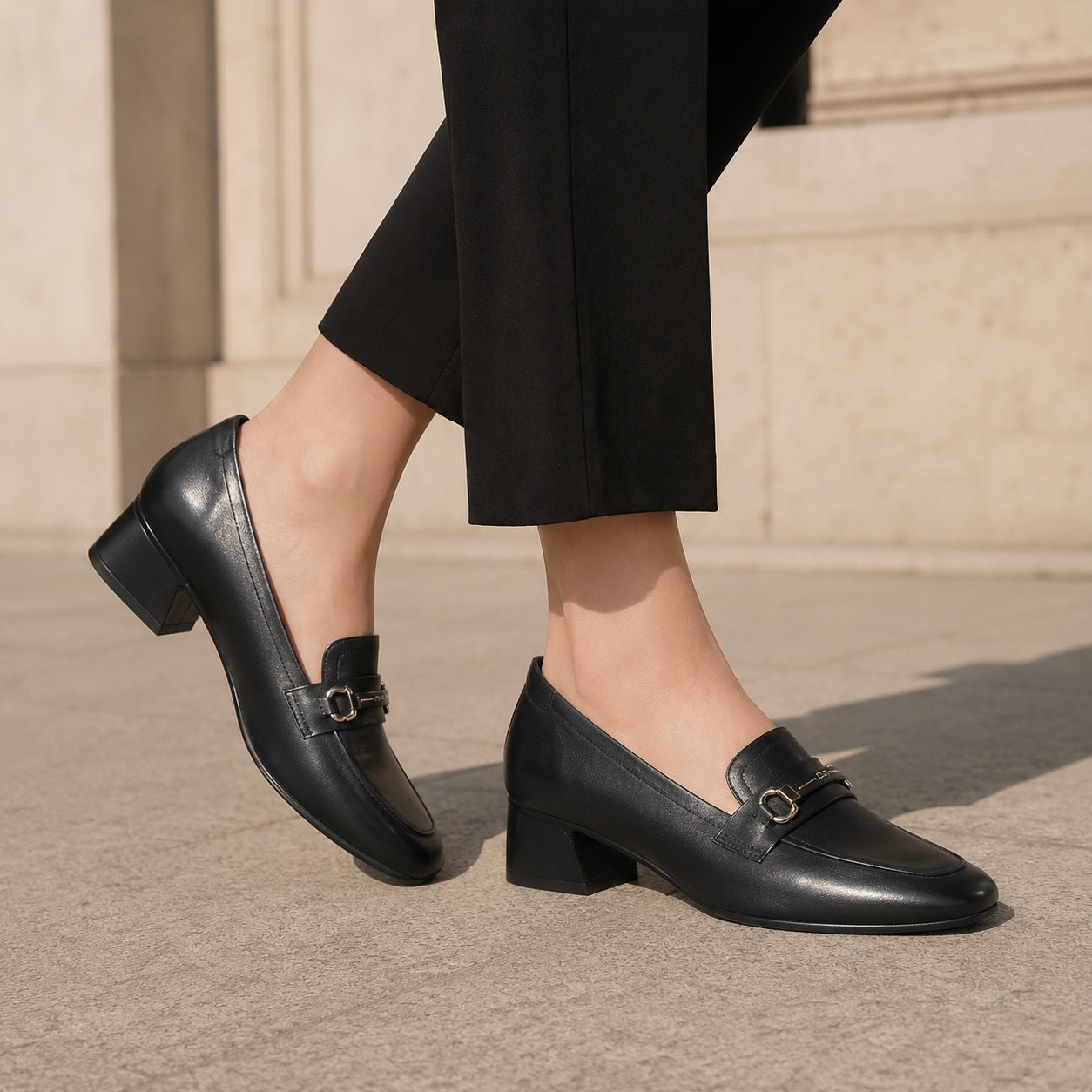 Melissa Premium Leather Block Heel Loafers