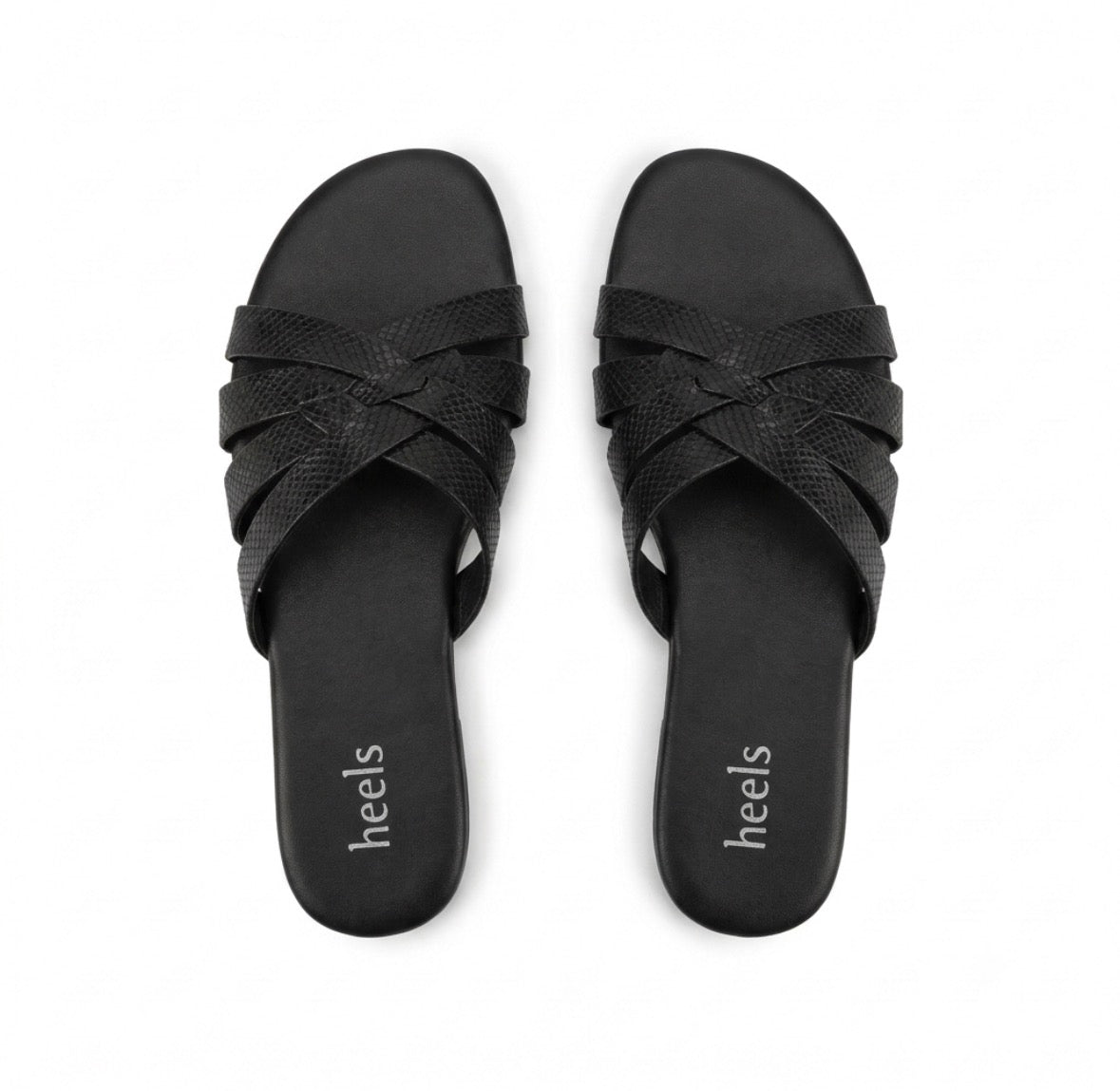 Delphine Cushioned Flat Sliders in Black - The Heels India