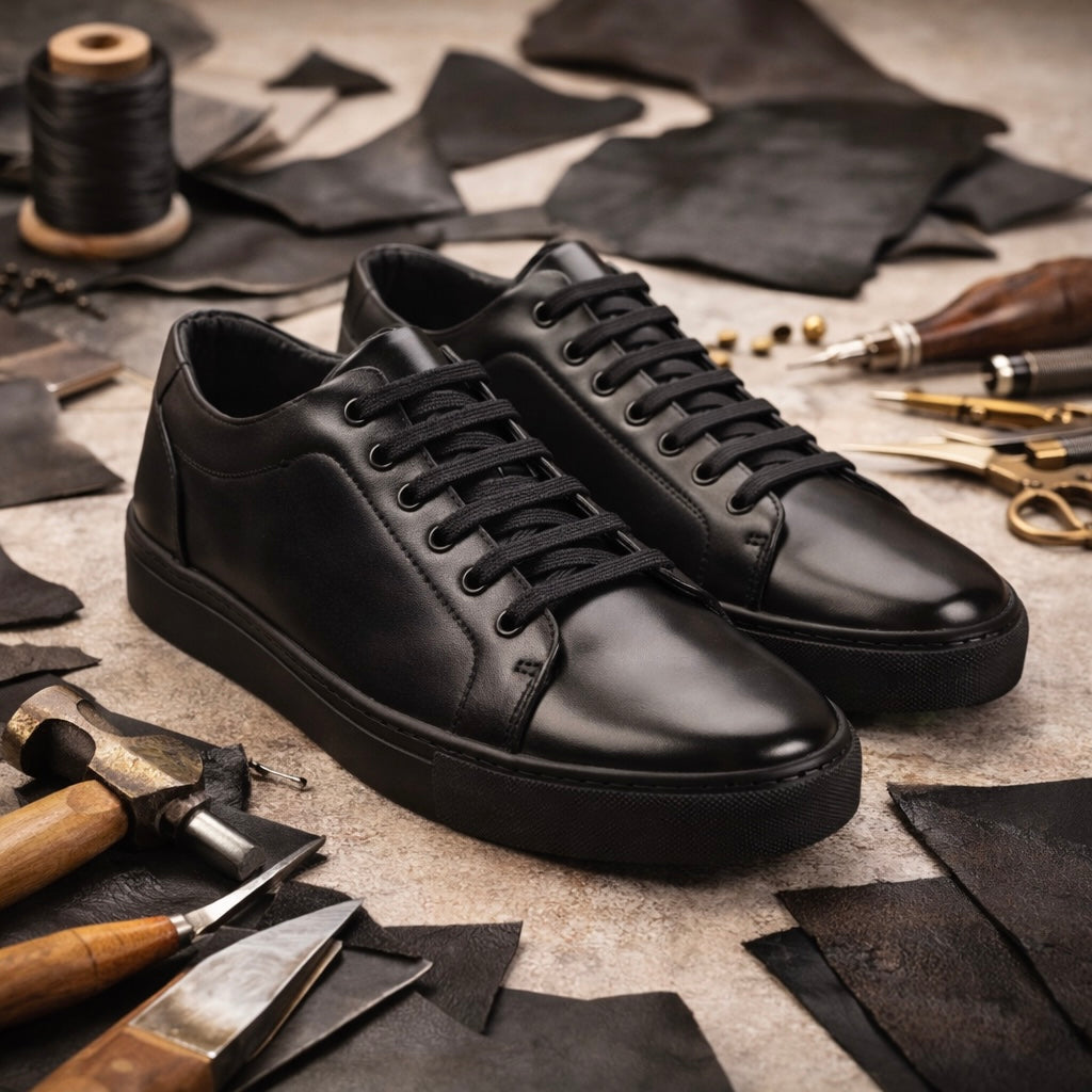 Endrick Premium Leather Lace Up Sneakers - The Heels India