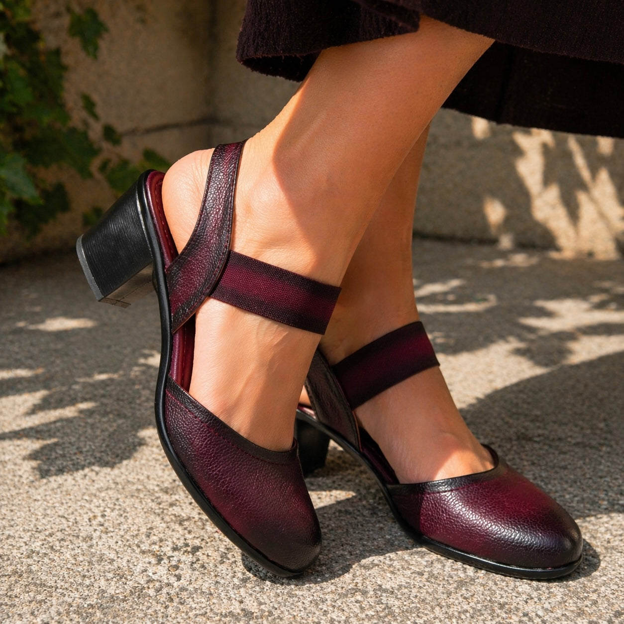 Marcia Leather Block Heel Pumps - The Heels India