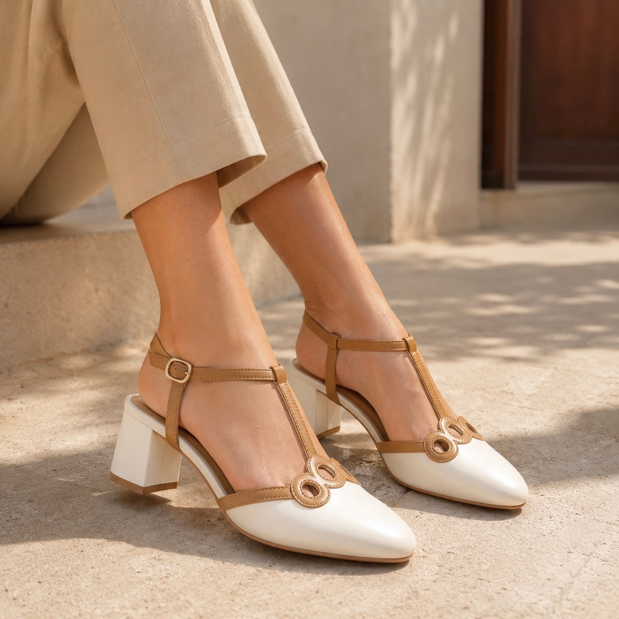 Iris 2.0 Premium Leather Ankle Strap Block Heels