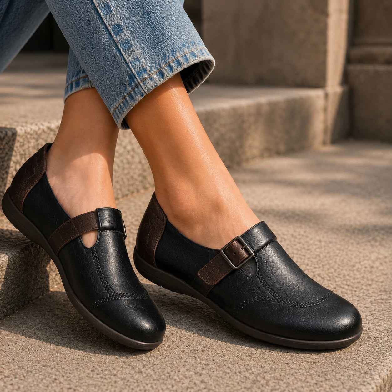 Martina Premium Leather Strap Comfort Loafers