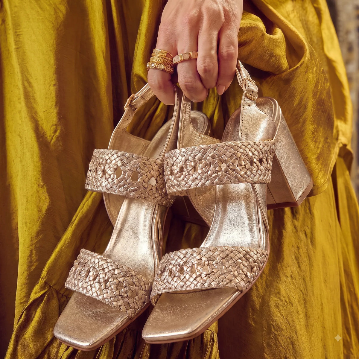 NOOR Premium Leather Hand Woven Block Heels