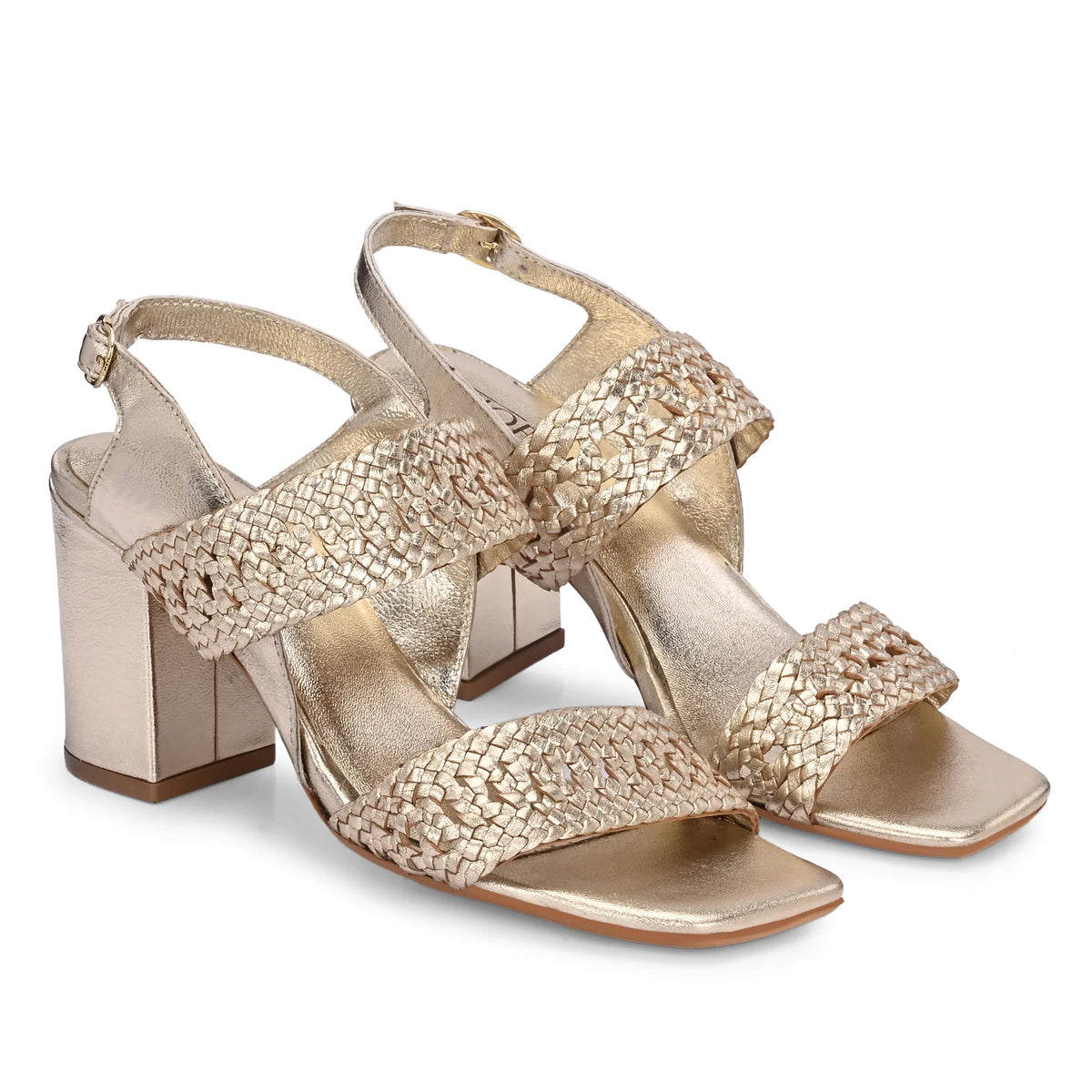 NOOR Premium Leather Hand Woven Block Heels