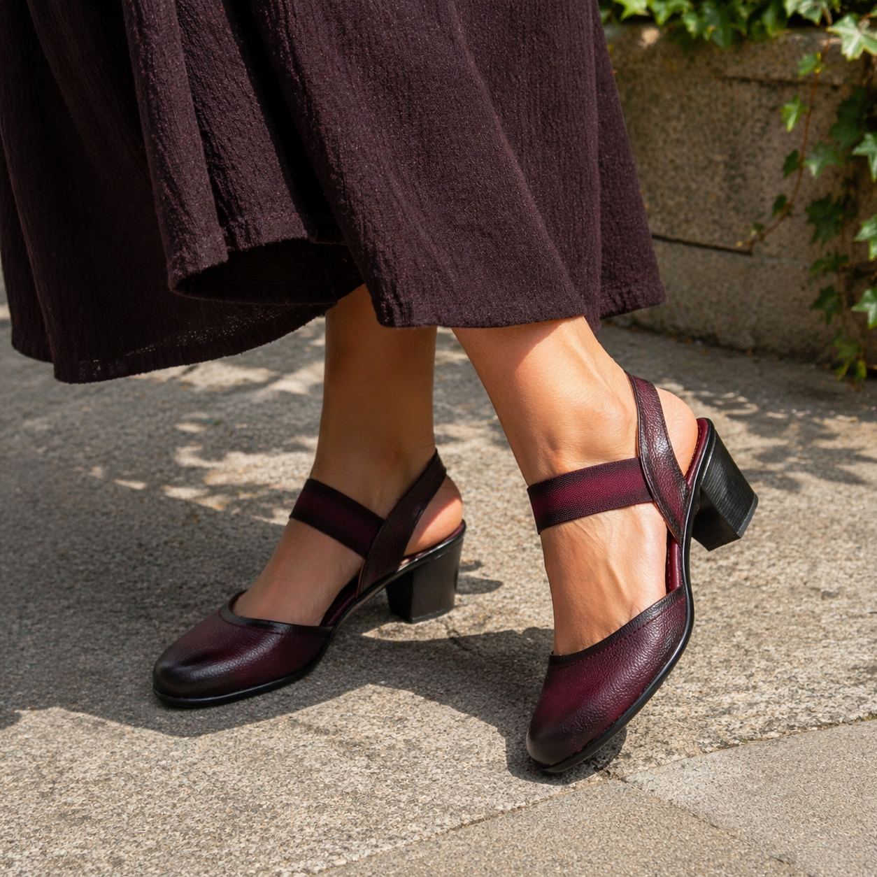 Marcia Leather Block Heel Pumps - The Heels India