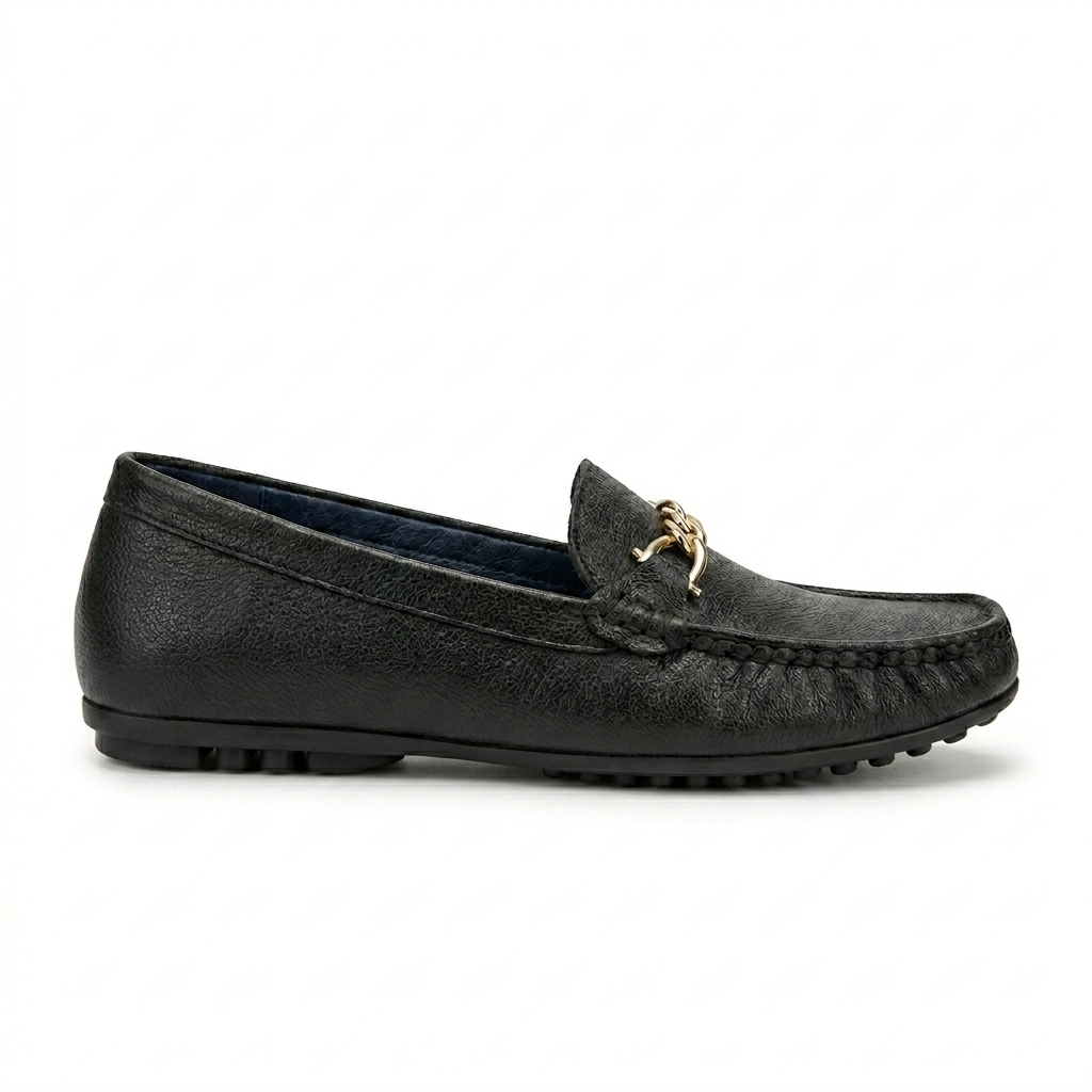 Kia Buckled Leather Memory Cushion Loafers
