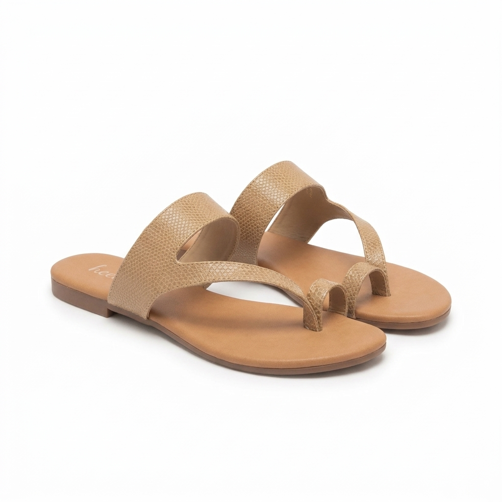 Bonita 3.0 Cushioned Comfort Thumb Slippers in Chikoo - The Heels India