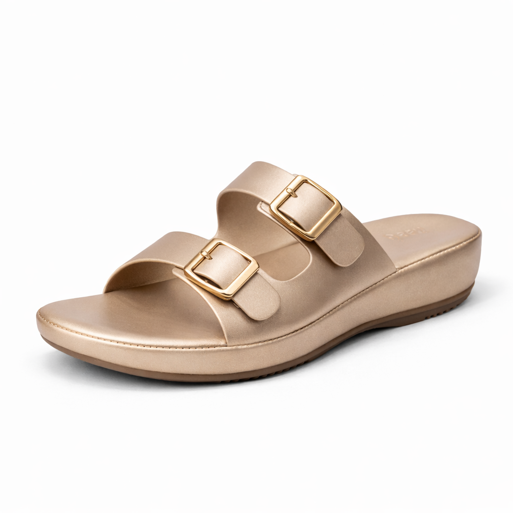Zoe Double Strap Cushioned Sliders - The Heels India