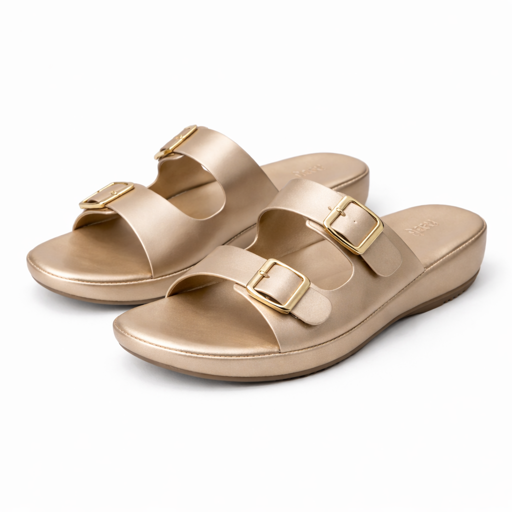 Zoe Double Strap Cushioned Sliders - The Heels India