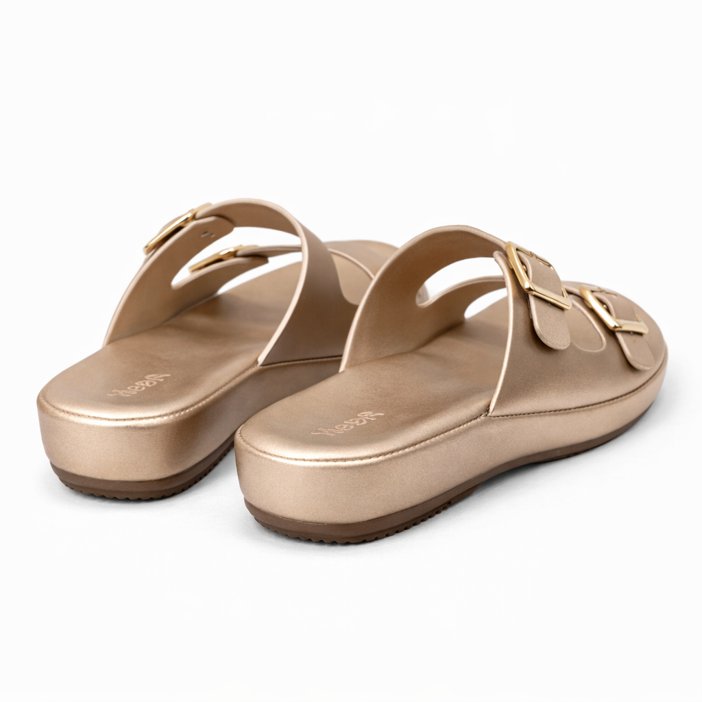 Zoe Double Strap Cushioned Sliders - The Heels India