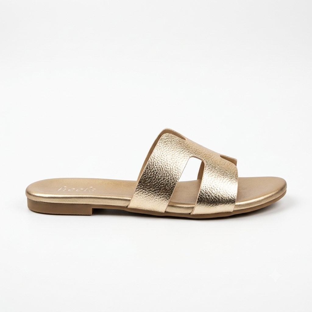 Abigail Metallic Cushioned Sliders in Gold - The Heels India