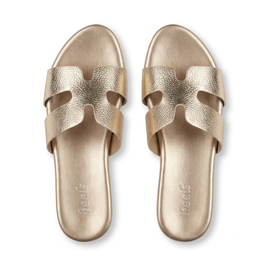 Abigail Metallic Cushioned Sliders in Gold - The Heels India