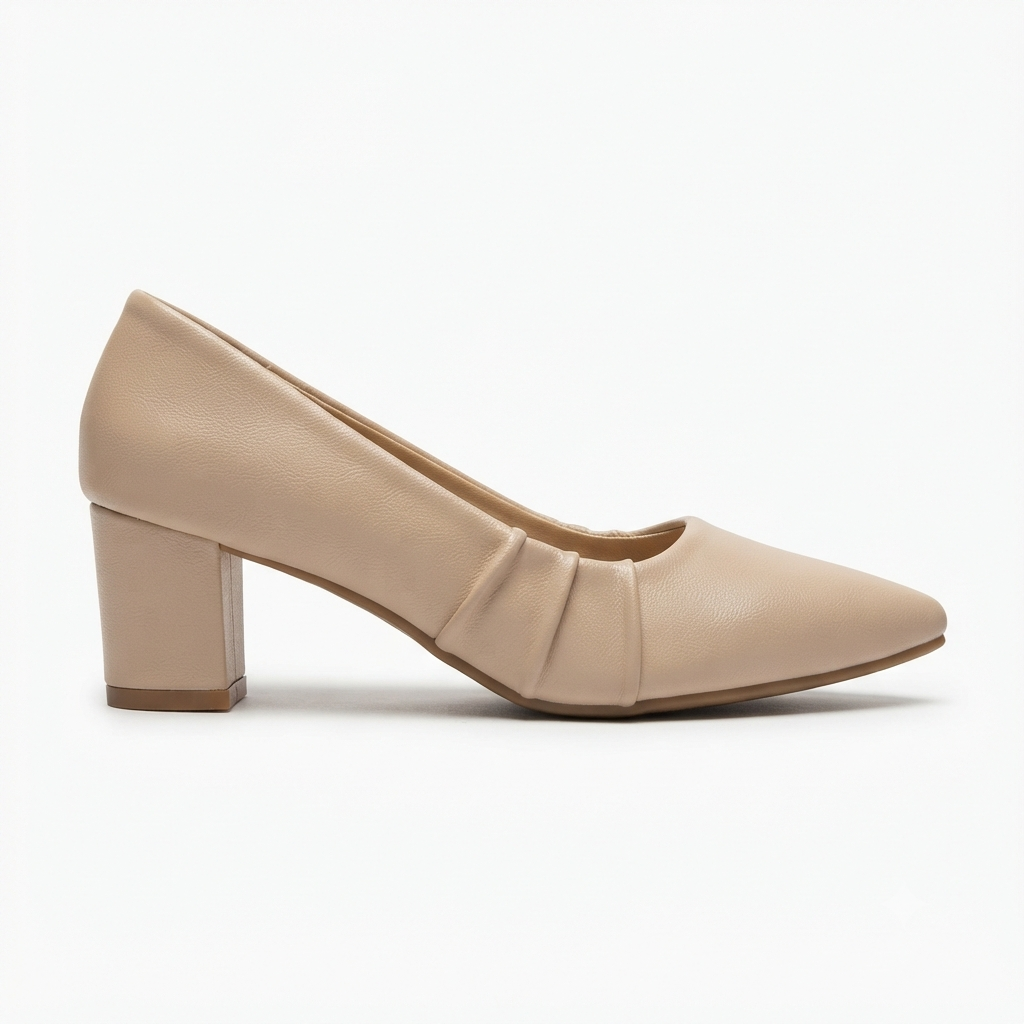 Kylin Swirl Block Heel Pointed Stilettos in Khaki - The Heels India