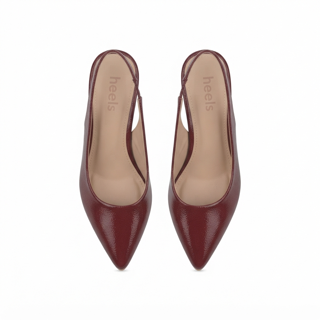 Zara Classic Sling Back Kitten Heel Pumps in Maroon - The Heels India