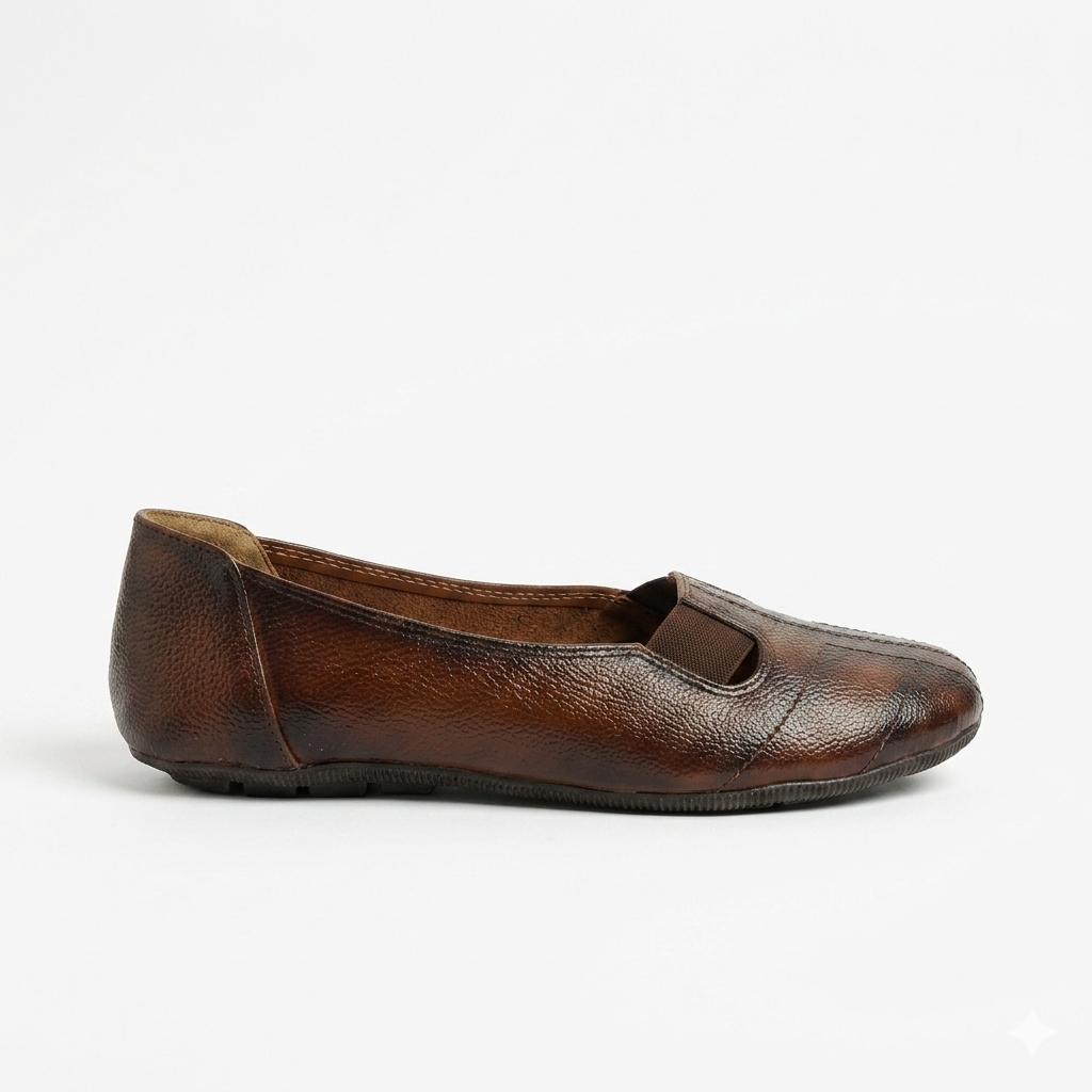 Ellie Classic Stitched Leather Elastic Ballerinas