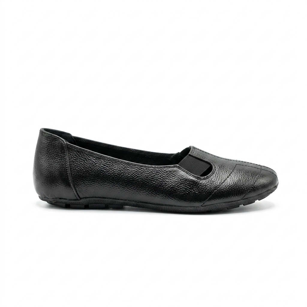 Ellie Classic Stitched Leather Elastic Ballerinas