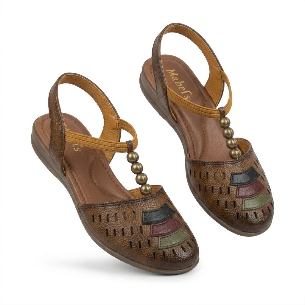 Nida Ethnic Leather Elastic Sandals