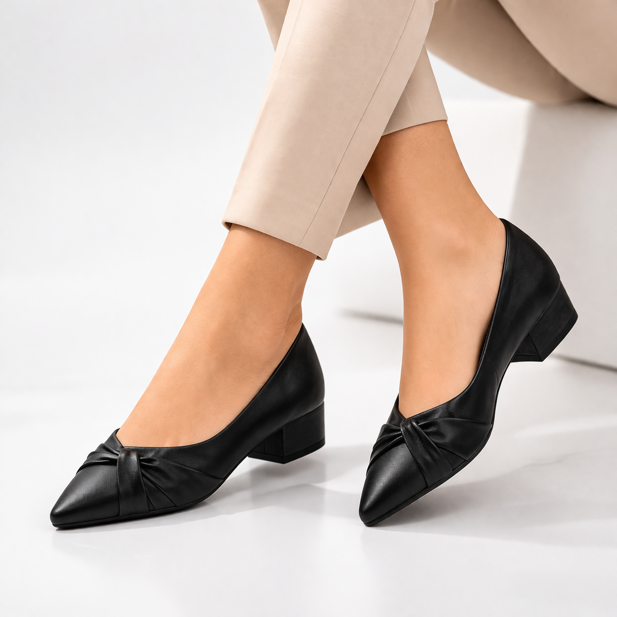 Amelie Swirl Pointed Mid Heel Ballerinas