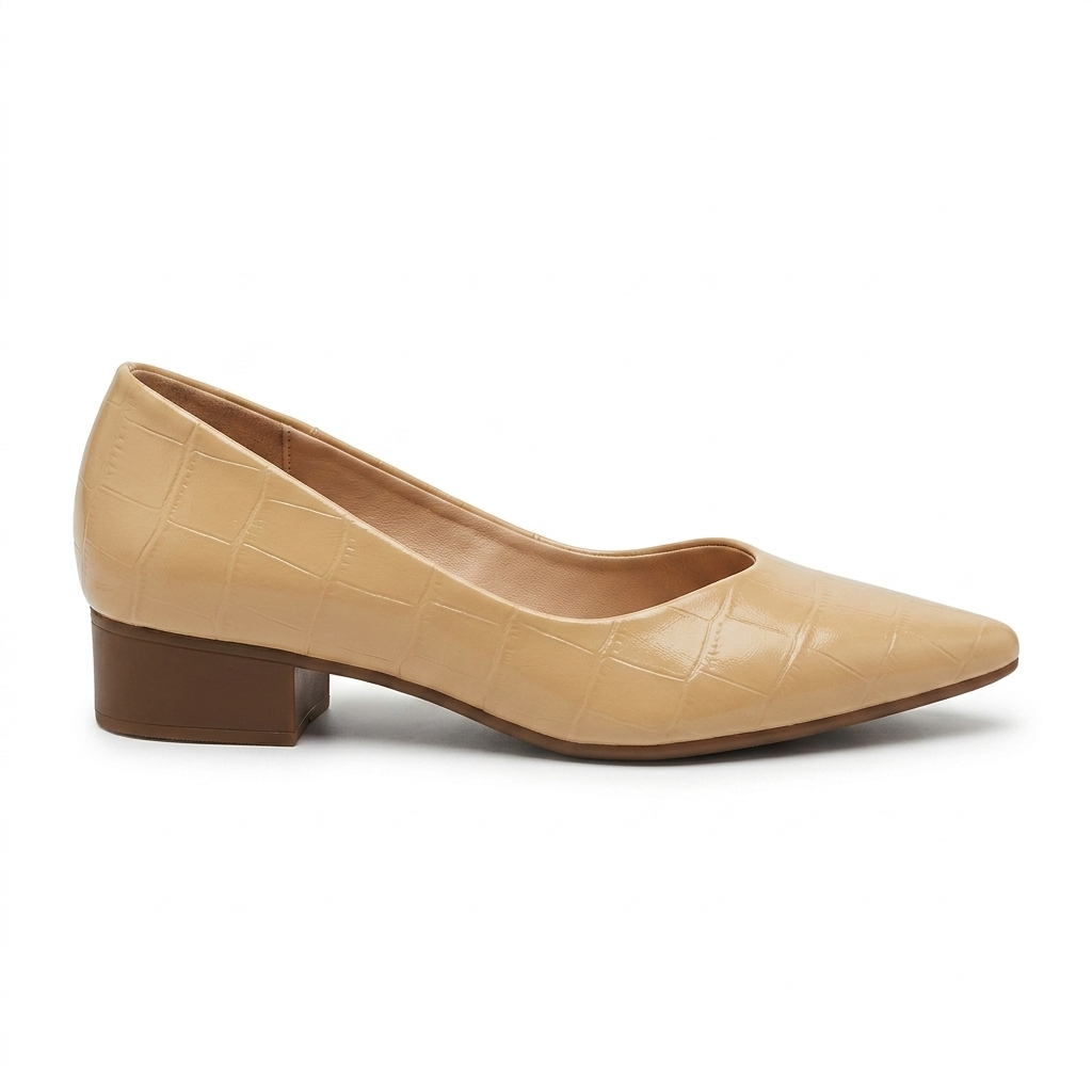 Chloe Croco Pointed Mid Heel Ballerinas