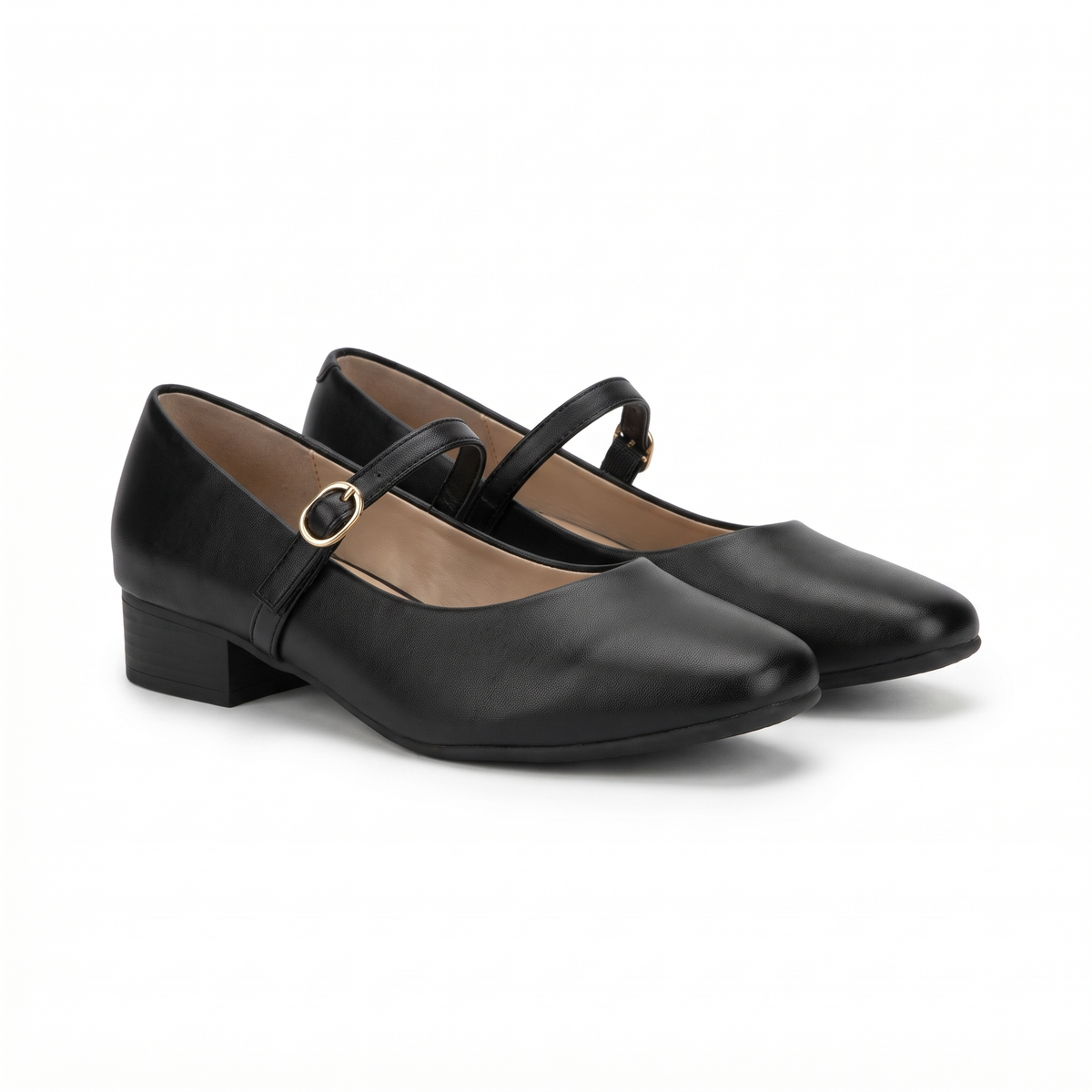 Miley Block Heel Mary Janes in Black - The Heels India