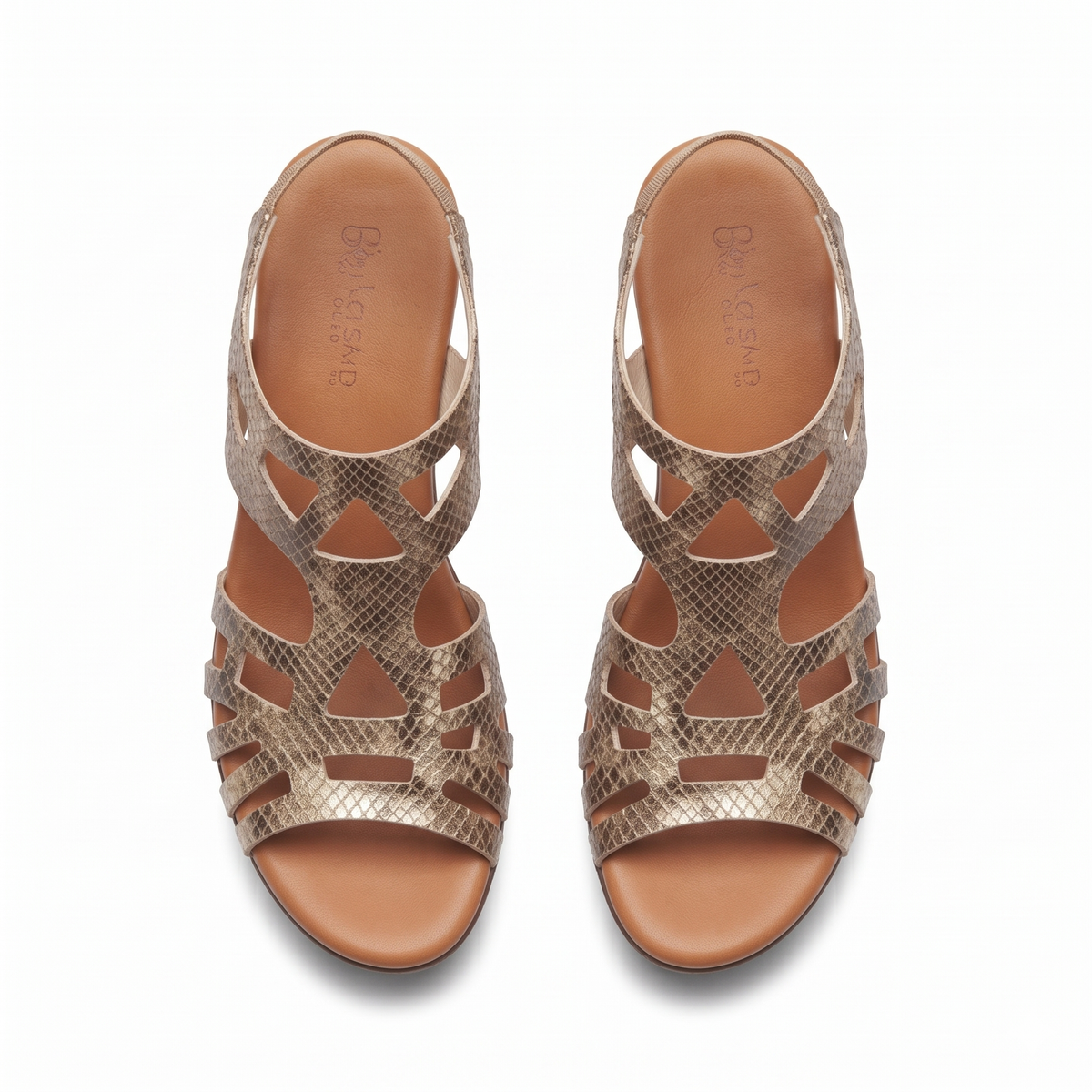 Kylin Platform Gladiator Peep Toe Block Heel Sandals in Gold - The Heels India