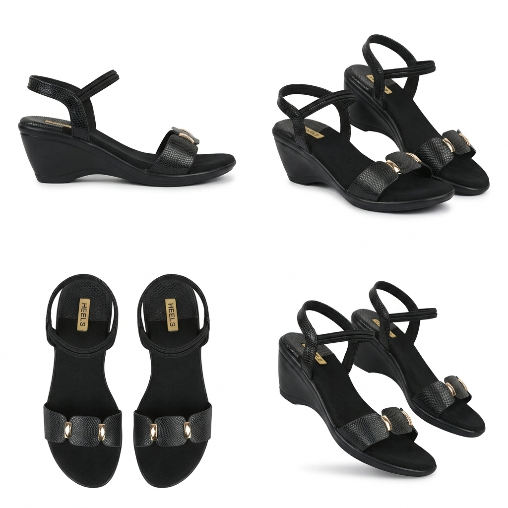 Audrey Back Elastic Strap Wedge Heel Sandals